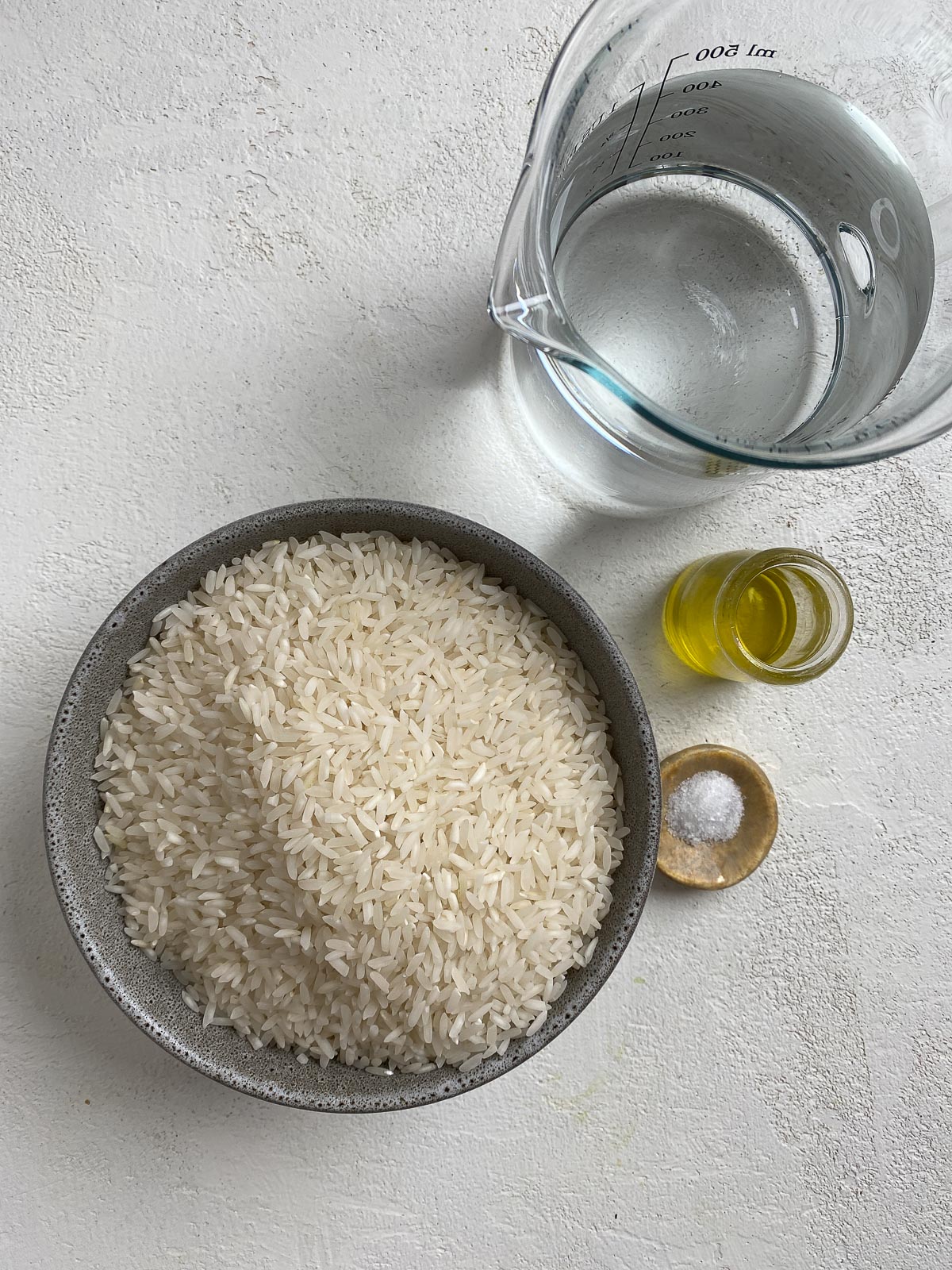 ingredients for instant pot jasmine rice against a light background