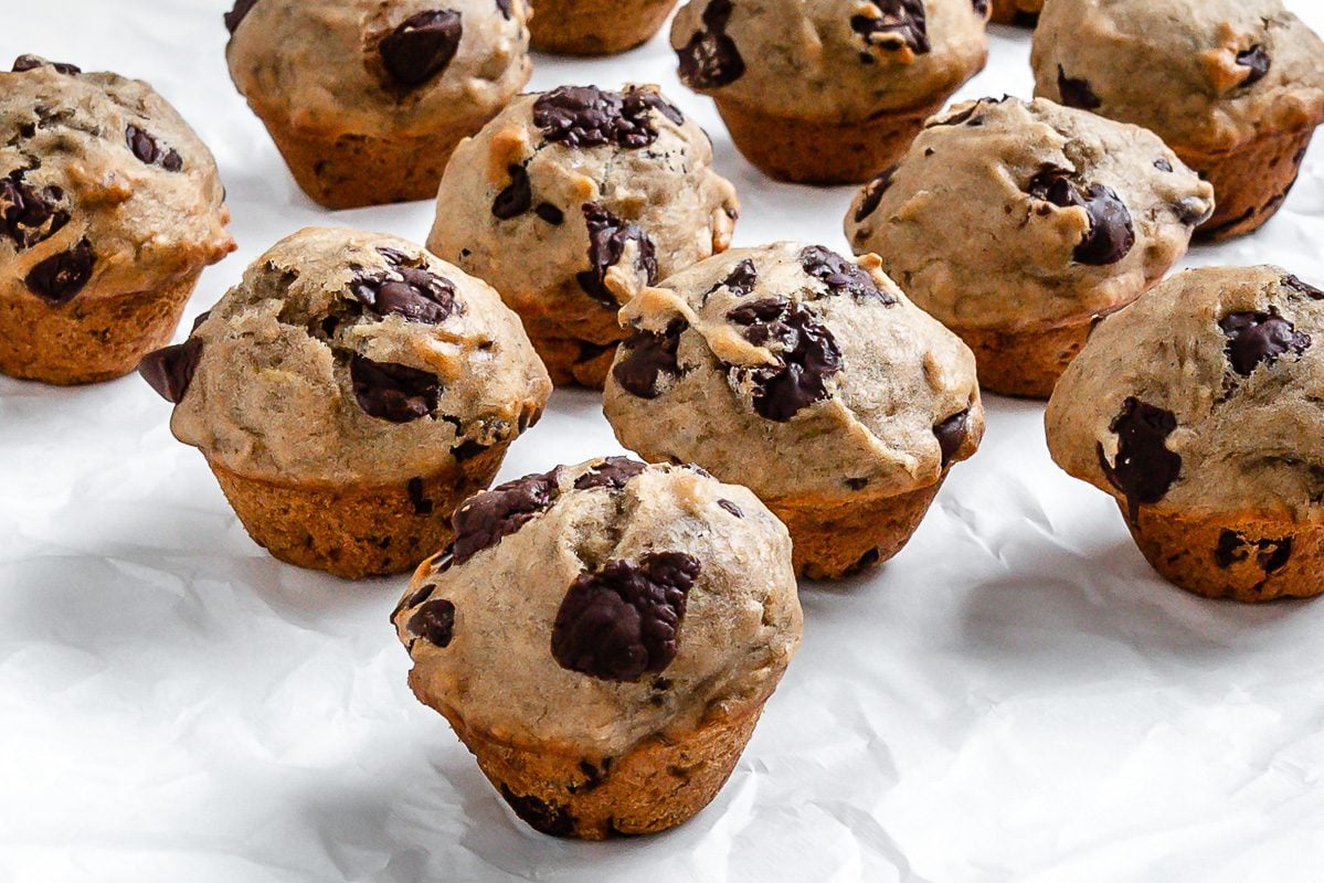 Vegan Chocolate Chip Banana Muffins [mini + Regular] - Food Sharing Vegan