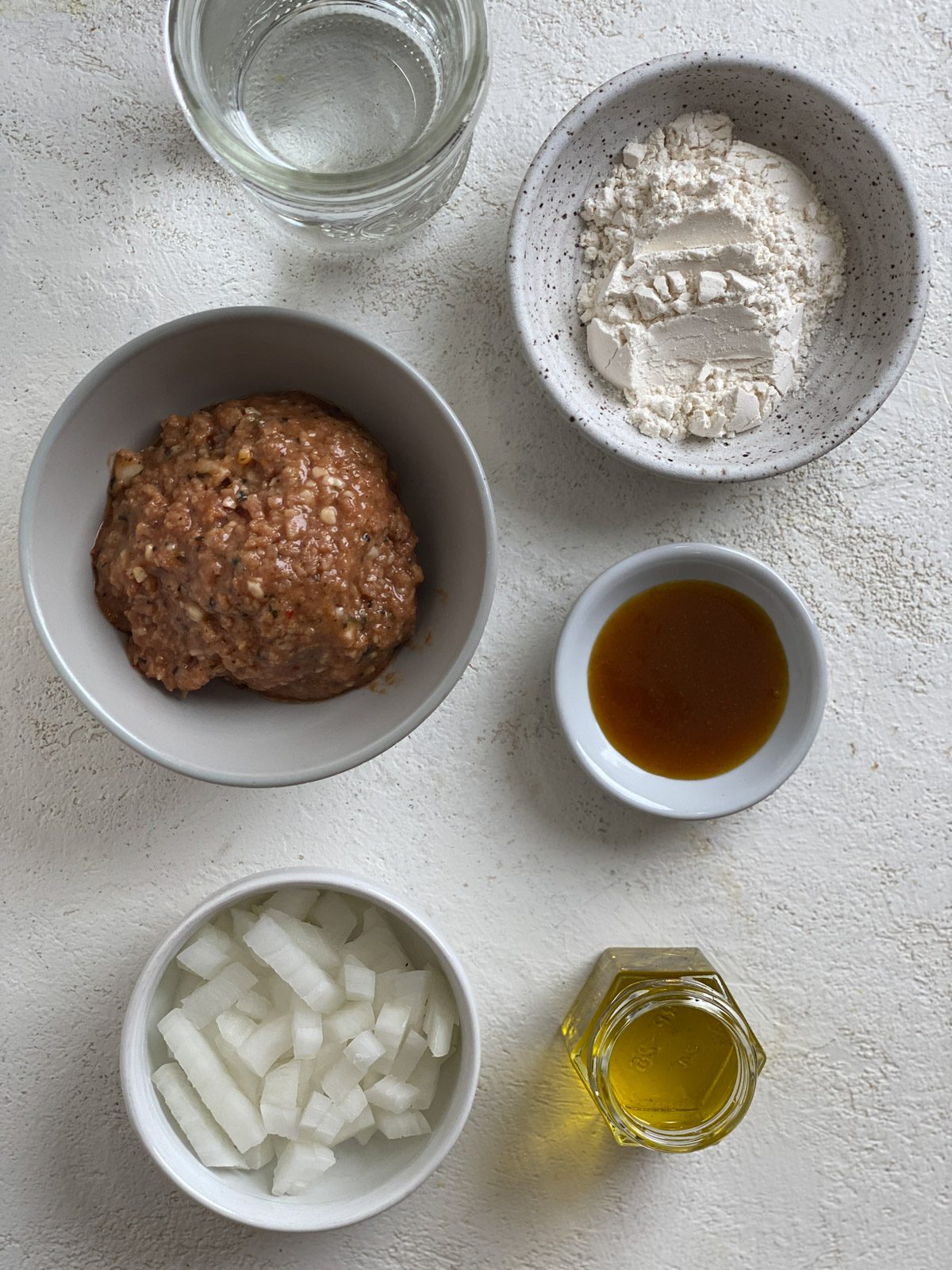 ingredients for Vegan Sausage Gravy measured out against a white surface