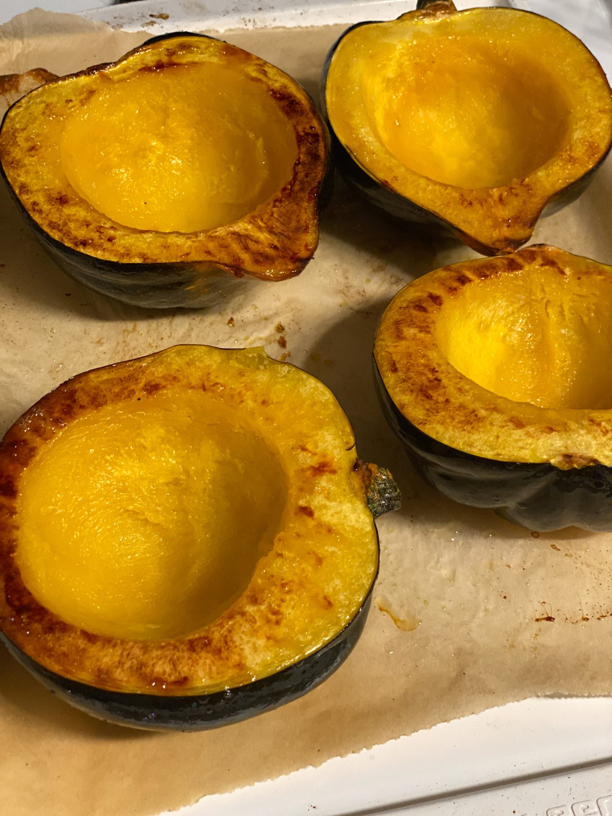 post baked squash in a baking tray