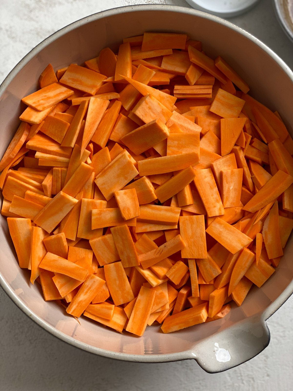 sliced yams in a bowl