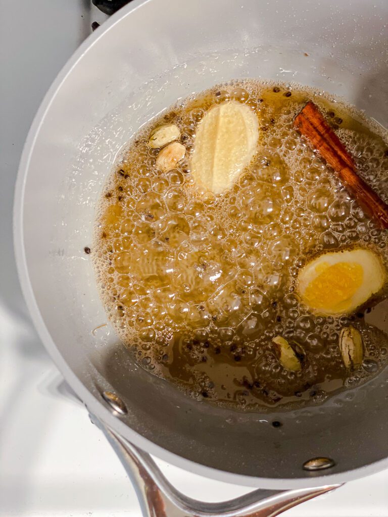 process shot of bringing pot ingredients to boil