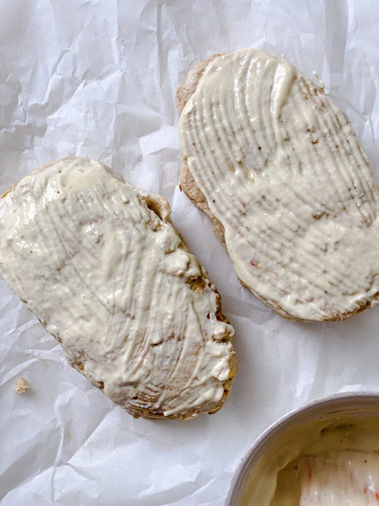 post coating Vegan Cordon Bleu against white surface