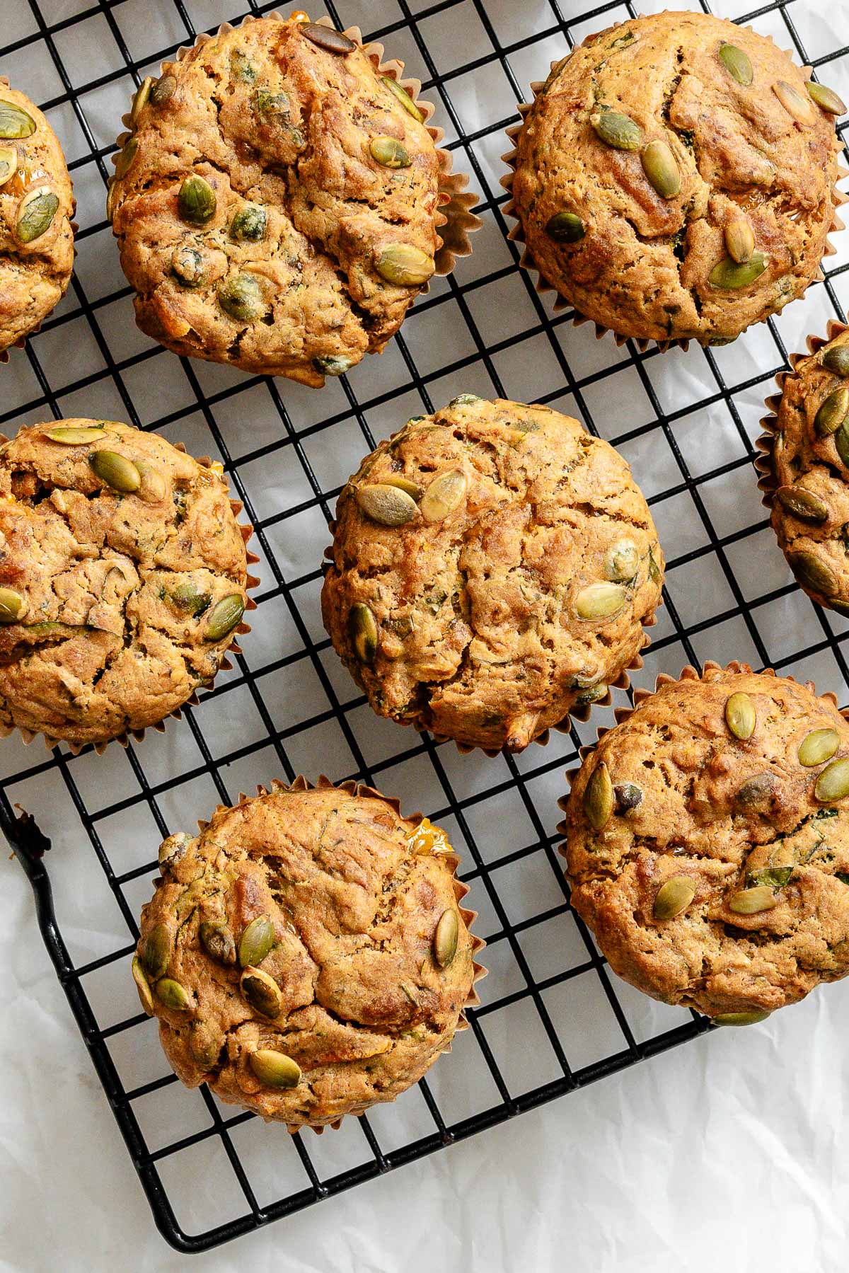 completed Healthy Veggie Muffins on a wire rack