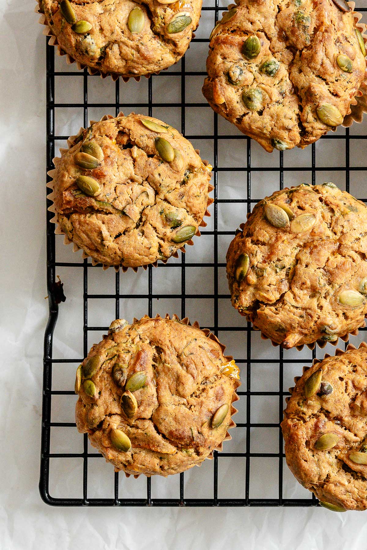 completed Healthy Veggie Muffins on a wire rack