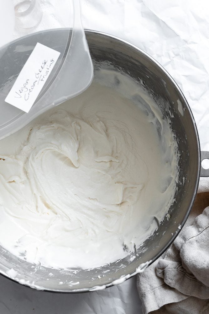 completed Vegan Cream Cheese Frosting in a bowl