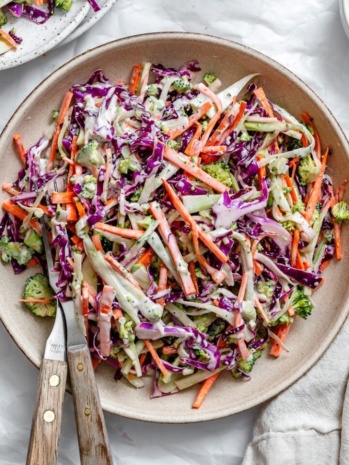 completed Broccoli Slaw on a plate