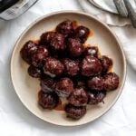 completed Chili Sauce and Grape Jelly Meatballs on a plate