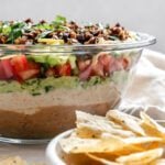 completed Vegan 7 Layer Dip (Quick and Easy) in a bowl