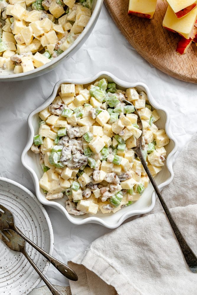 Completed Vegan Waldorf Salad in a bowl.
