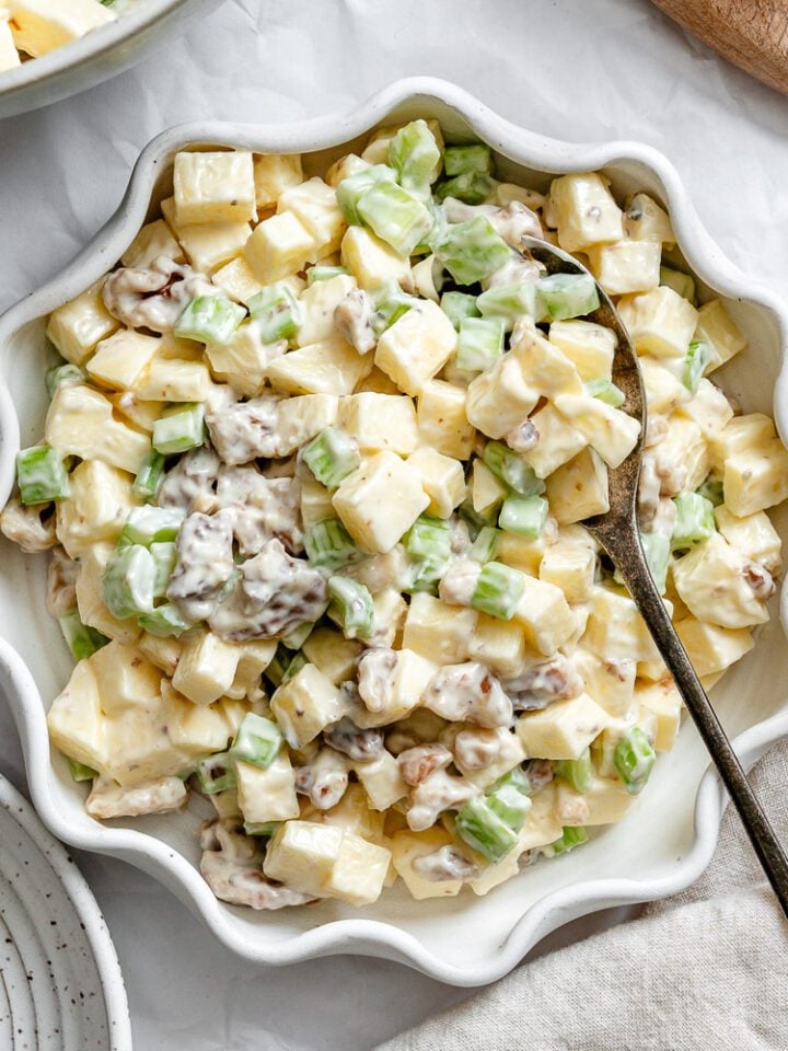 Completed Vegan Waldorf Salad in a bowl.
