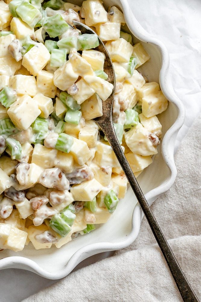 Completed Vegan Waldorf Salad in a bowl.