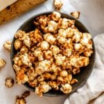 Completed Vegan Caramel Popcorn in a bowl.