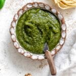 Completed Easy Walnut Pesto in a bowl.