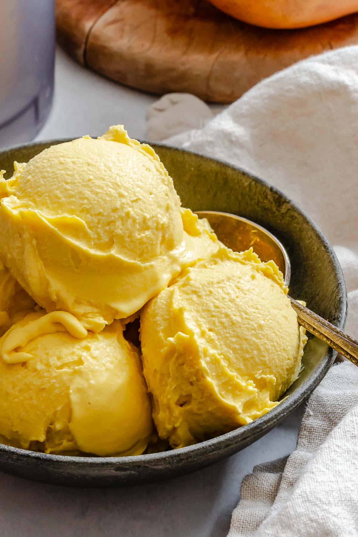Completed Vegan Mango Ice Cream (Ninja Creami) in a bowl.