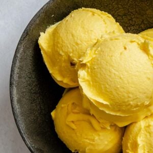 Completed Vegan Mango Ice Cream (Ninja Creami) in a bowl.