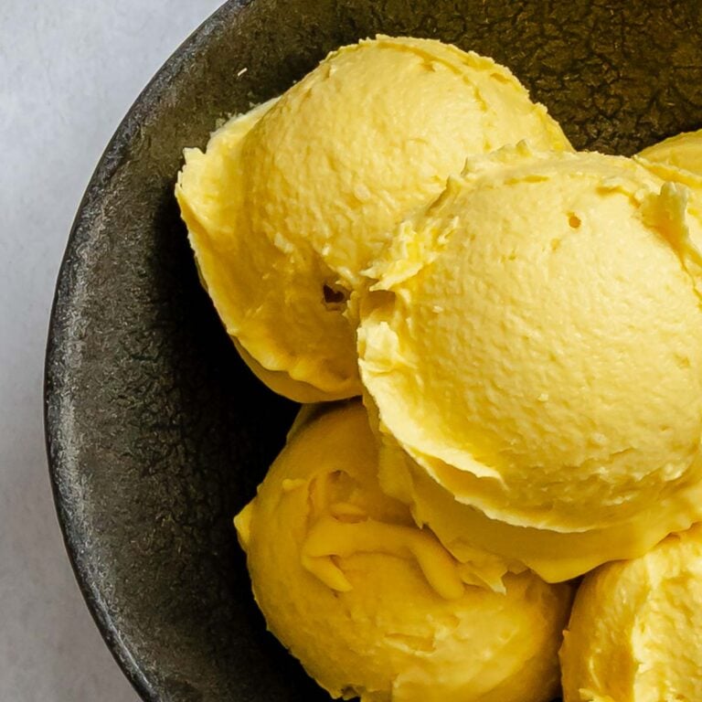 Completed Vegan Mango Ice Cream (Ninja Creami) in a bowl.