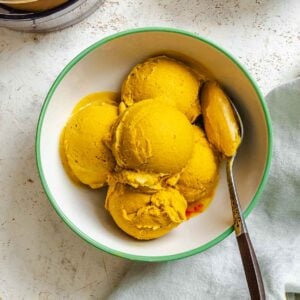 Completed Vegan Pumpkin Ice Cream (Ninja Creami) in a bowl.
