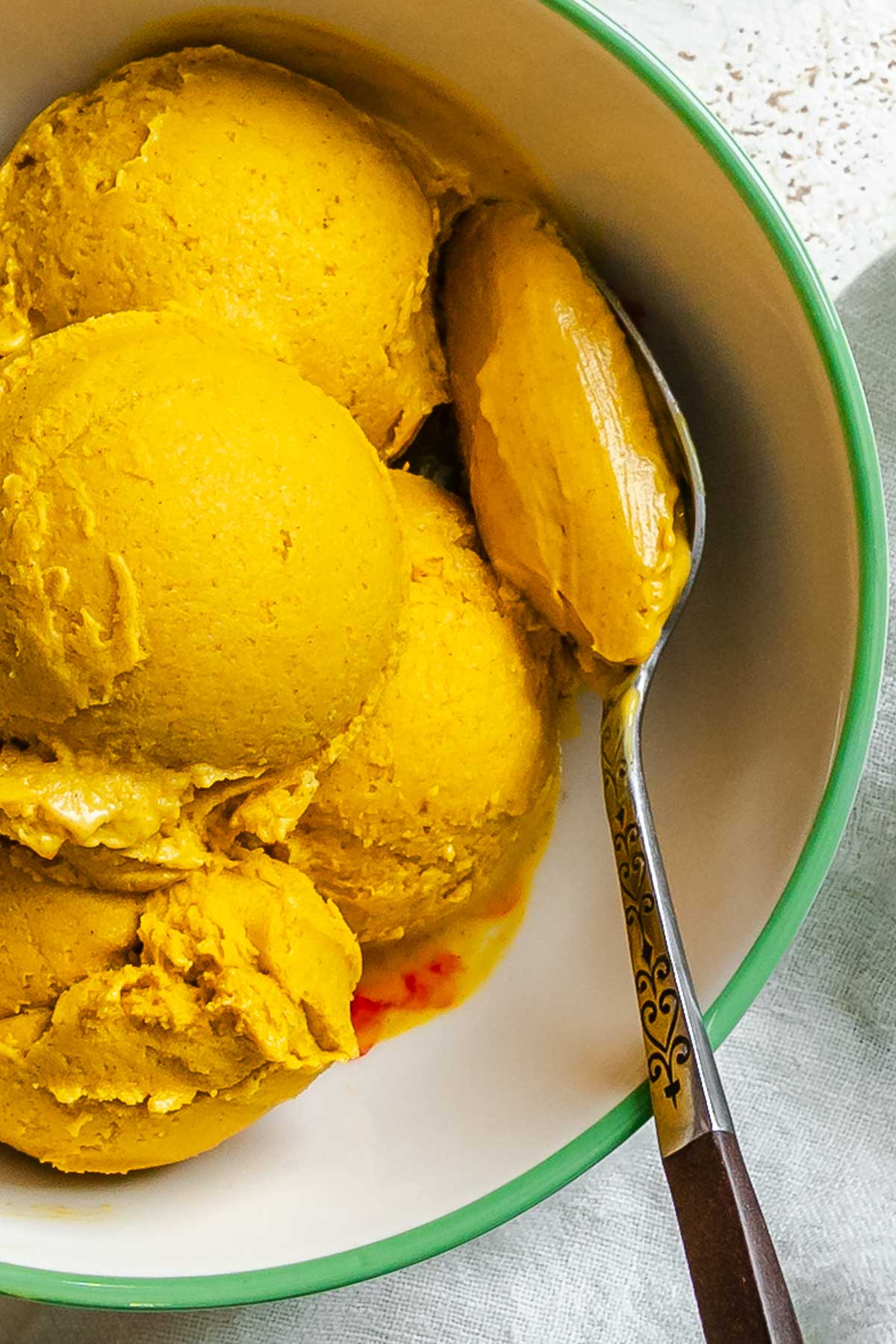Completed Vegan Pumpkin Ice Cream (Ninja Creami) in a bowl.