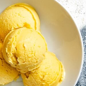 Completed Vegan Peach Ice Cream (Ninja Creami) in a bowl.