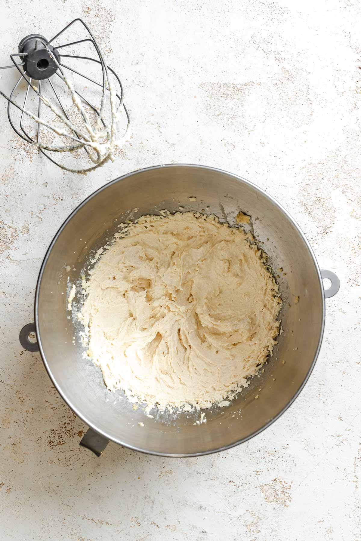 Process shot showing mixed ingredients in a bowl.