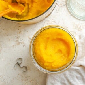 Completed Pumpkin Puree in a Jar.
