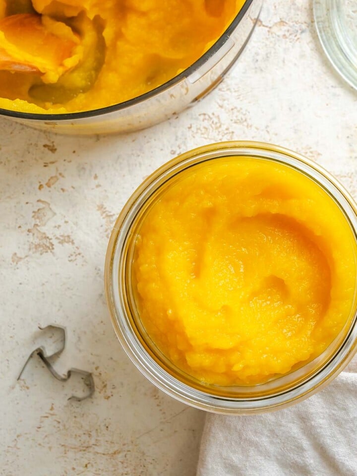 Completed Pumpkin Puree in a Jar.