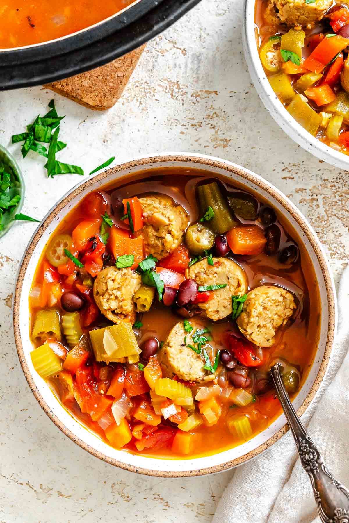 Completed Quick Vegan Gumbo in a bowl.