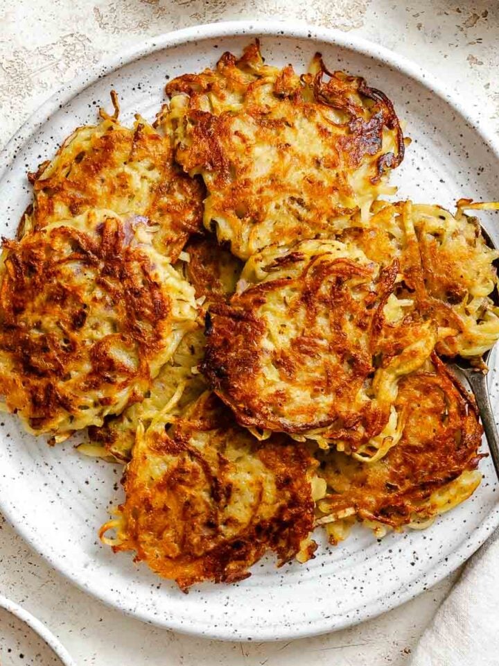 Completed Vegan Latkes on a plate.