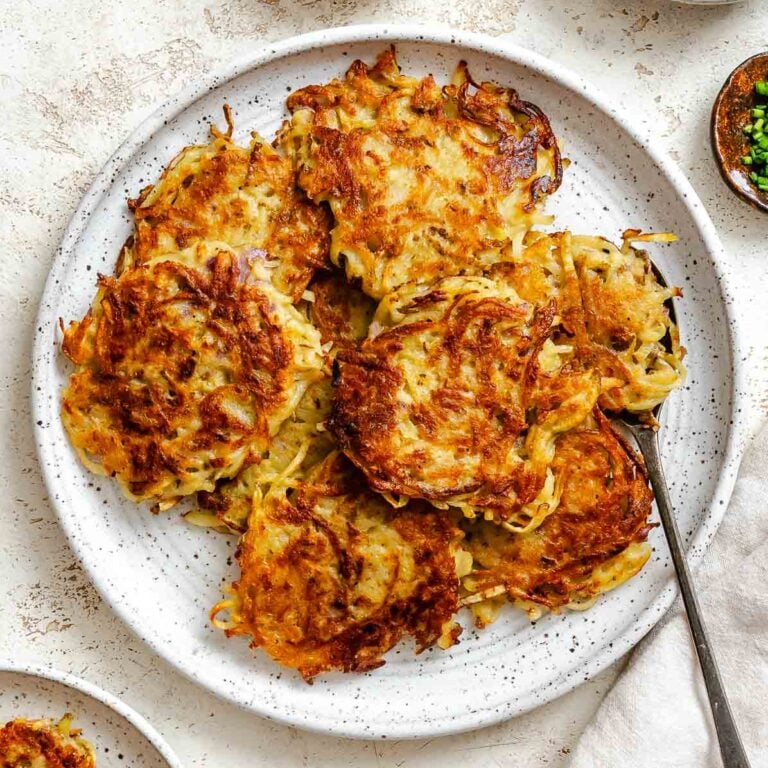 Completed Vegan Latkes on a plate.