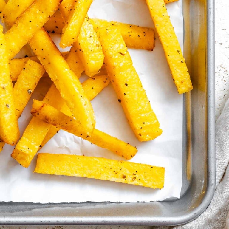 Completed Air Fryer Polenta Fries on tray.