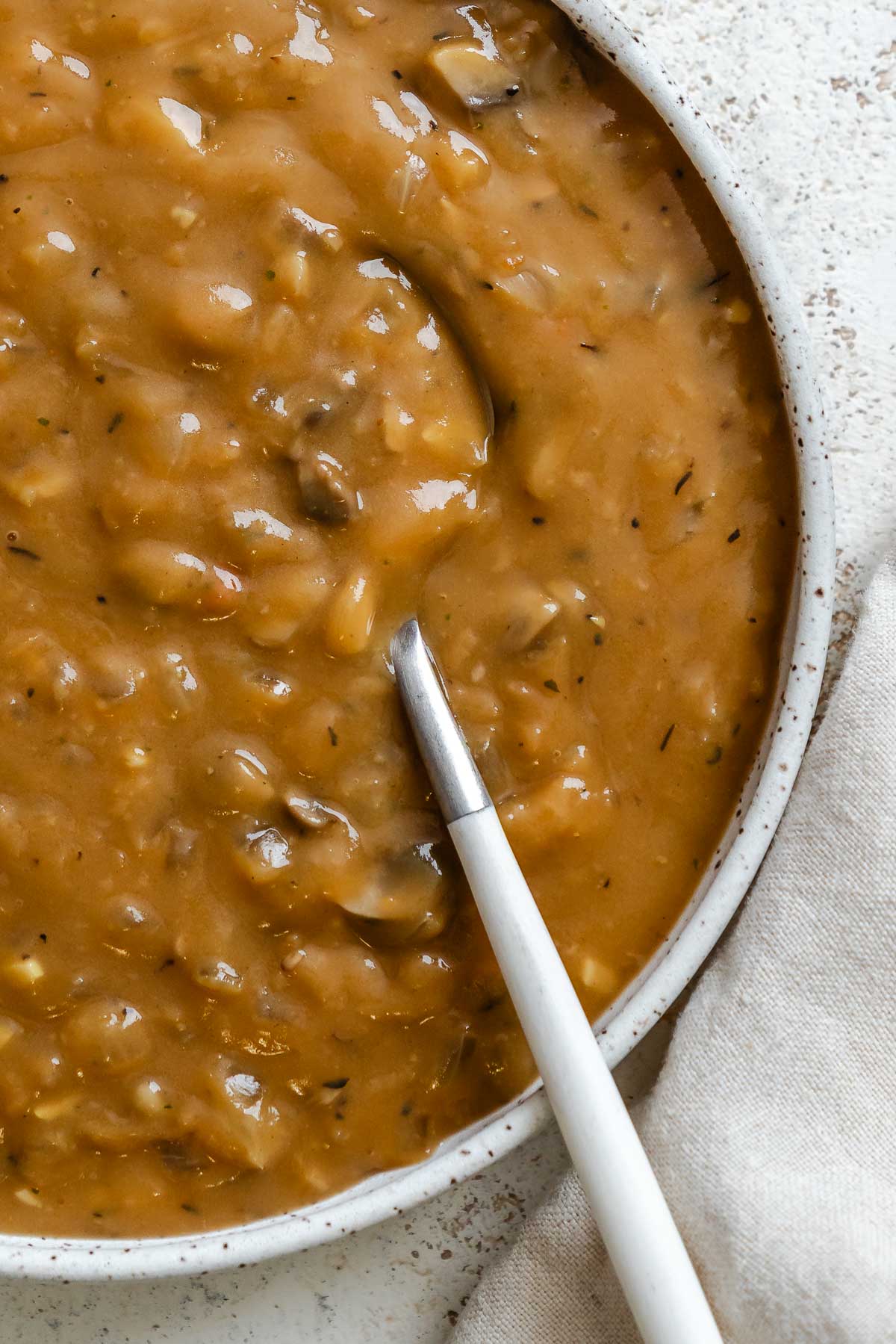 Completed Vegan Mushroom Gravy in a bowl.