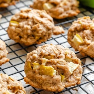 Completed Apple Oatmeal Cookies on cooling rack.