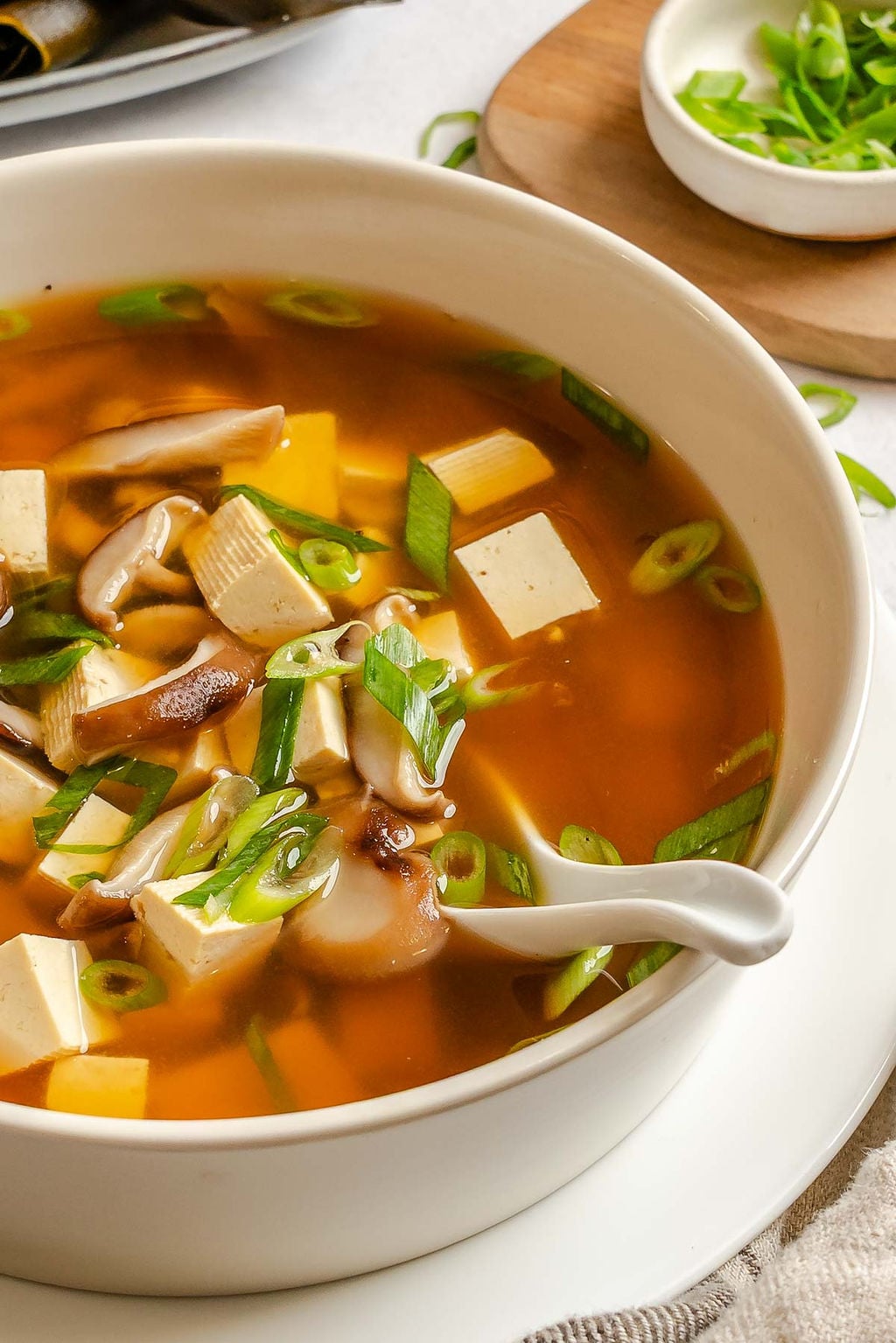 Completed Vegan Miso Soup in a bowl. 