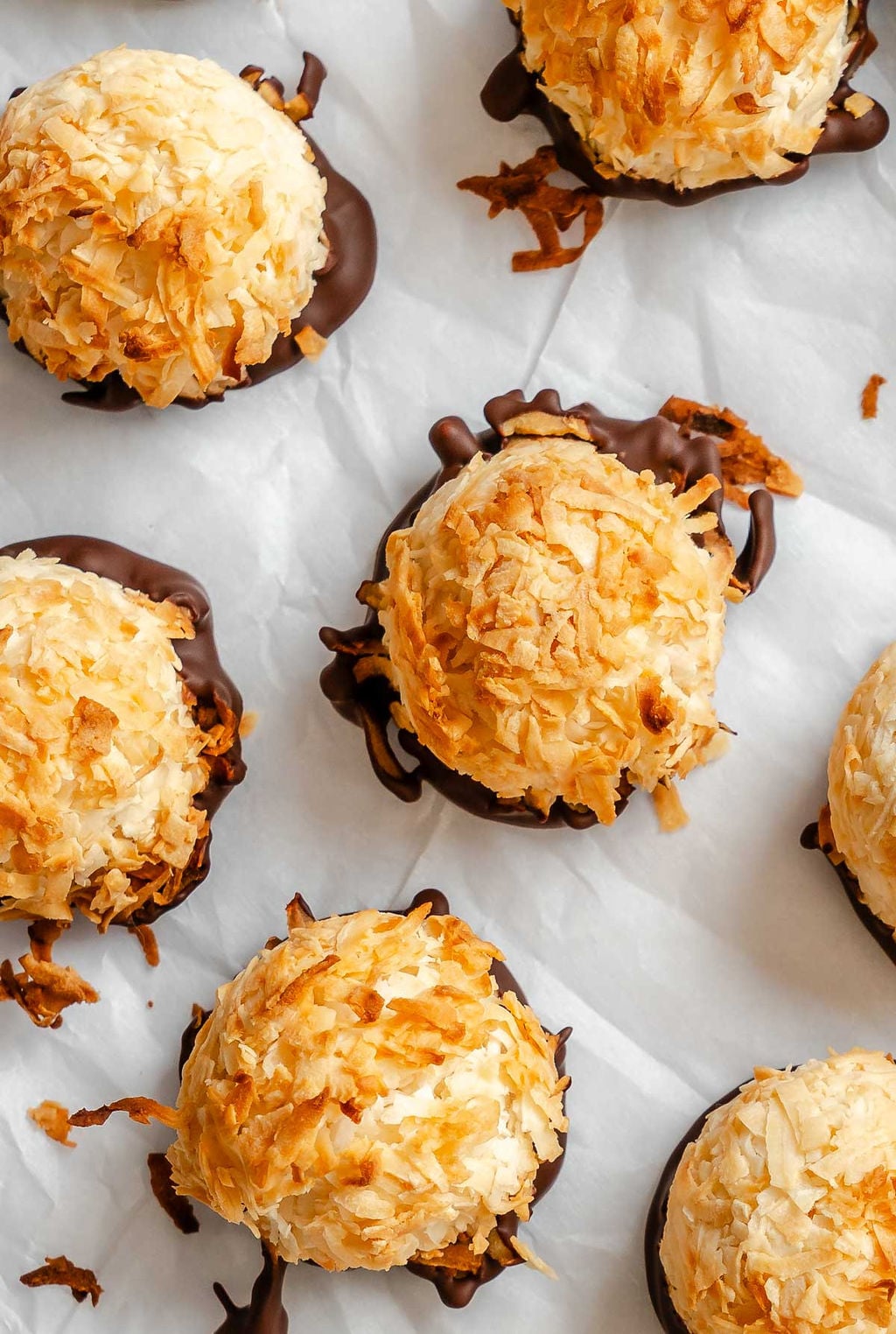 Completed Vegan Coconut Macaroons on a baking sheet.