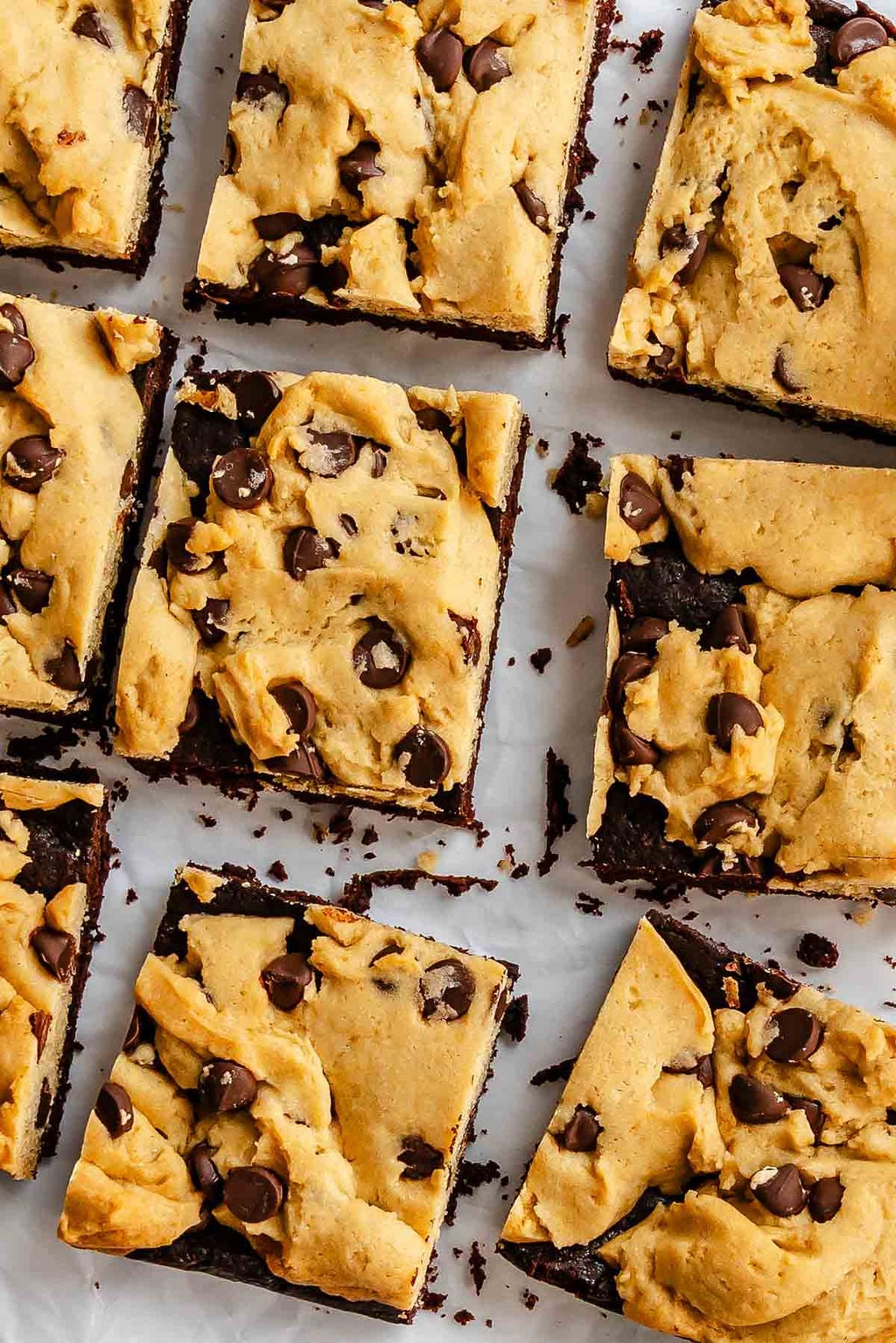 Completed Vegan Brookies on a white surface. 