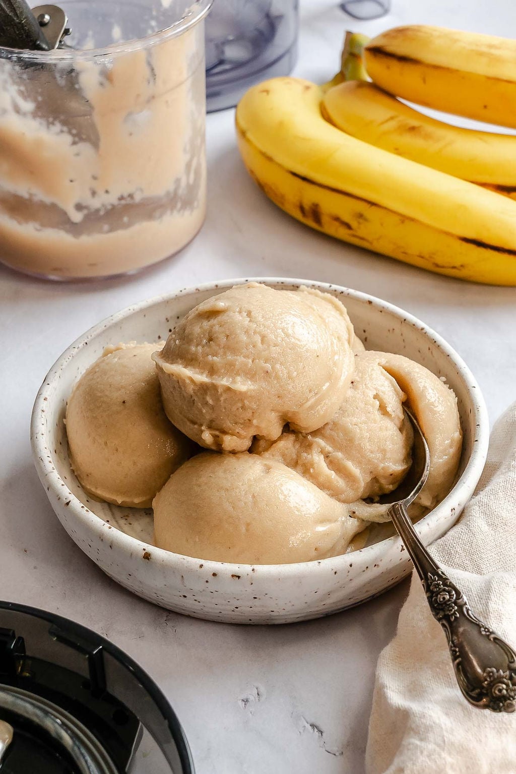 Completed Ninja Creami Banana Ice Cream in a bowl.