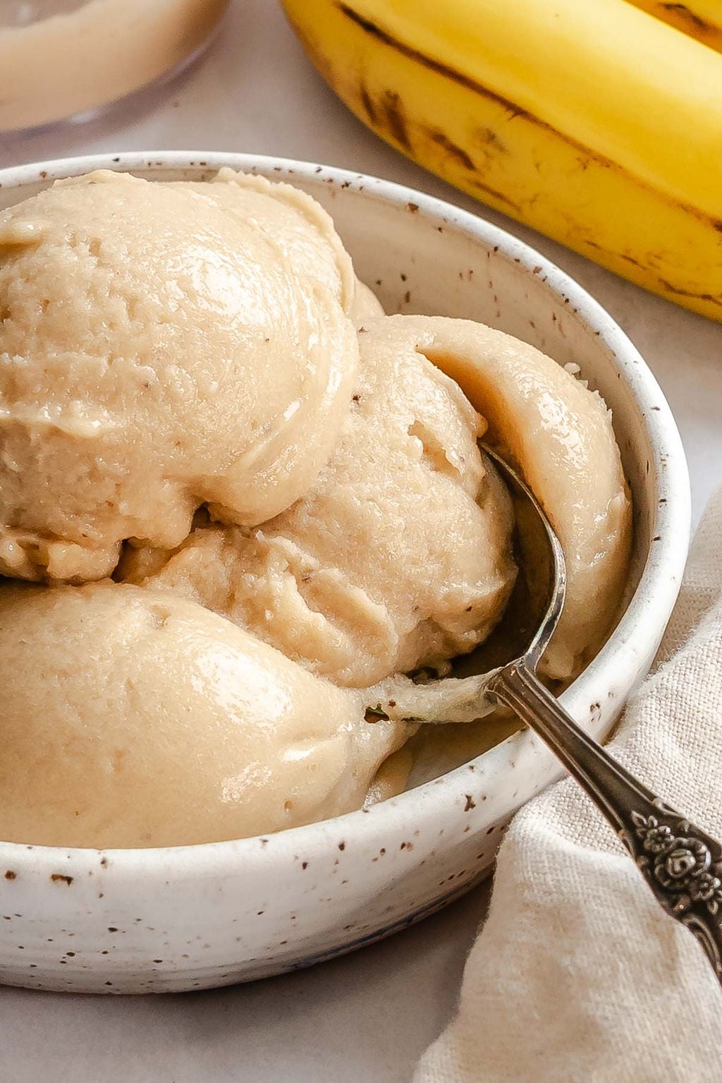 Completed Ninja Creami Banana Ice Cream in a bowl.