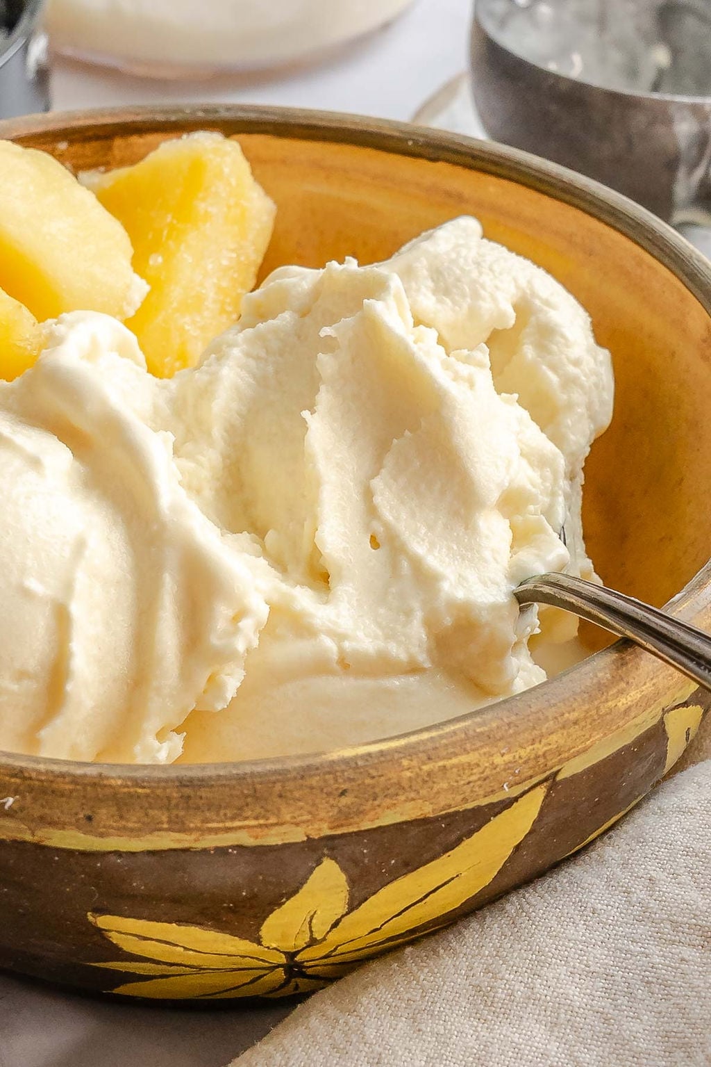Completed Ninja Creami Dole Whip in a bowl.