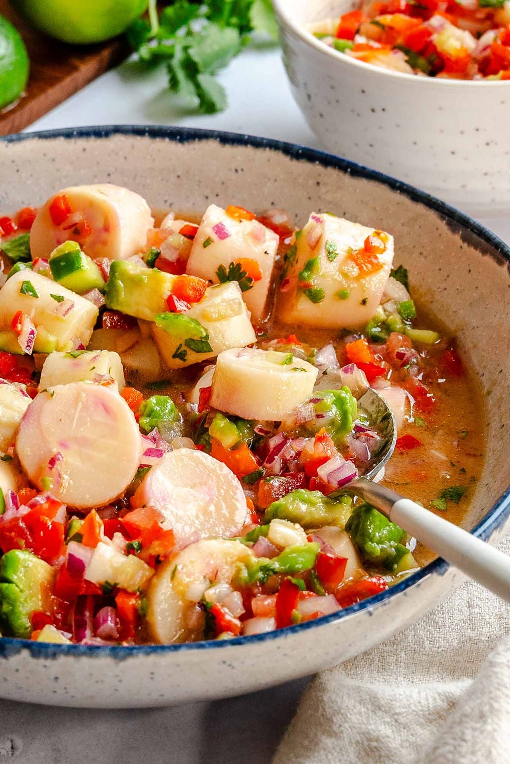 Completed Vegan Ceviche (Heart of Palm) in a bowl. 