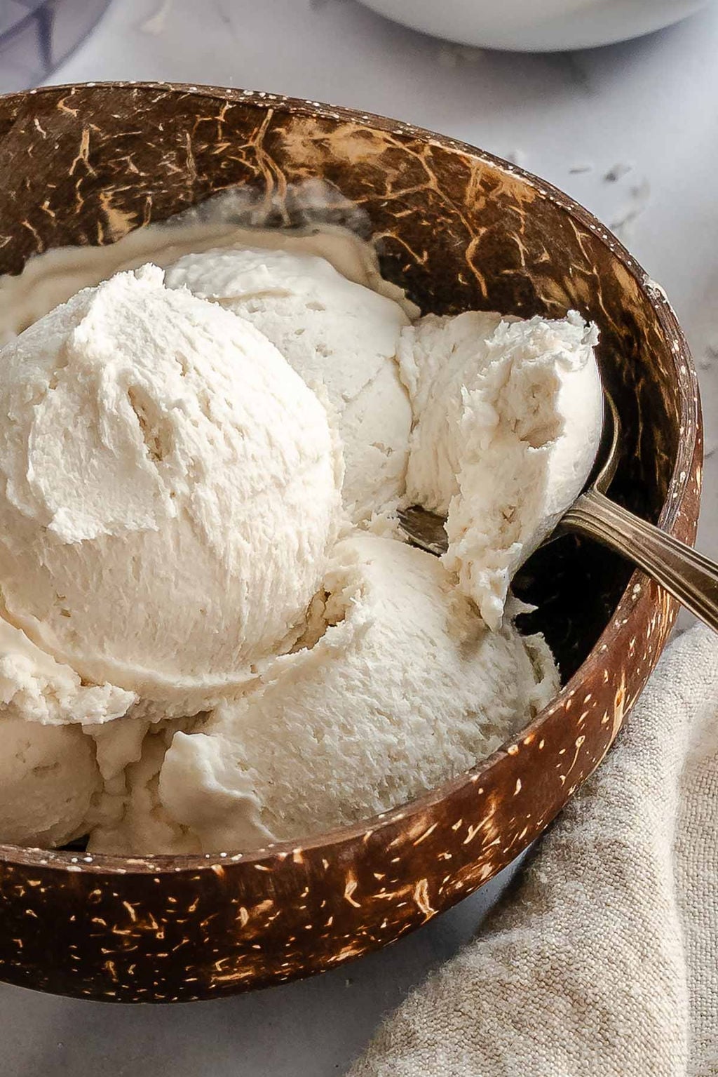 Completed Ninja Creami Coconut Ice Cream in a bowl.
